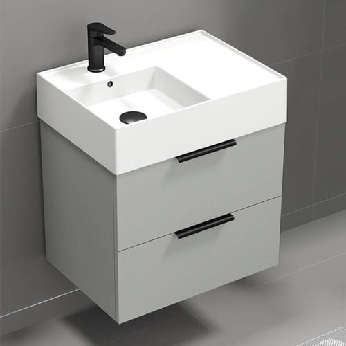 24 Inch Bathroom Vanity, Modern, Wall Mount, Grey Mist Nameeks DERIN43