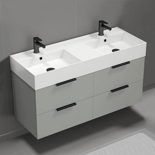 Double Floating Bathroom Vanity, Modern, 48 Inch Nameeks DERIN47