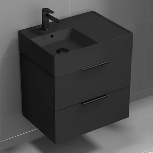 Modern Vanity, Black, Floating, Small, 24 Inch Nameeks DERIN55