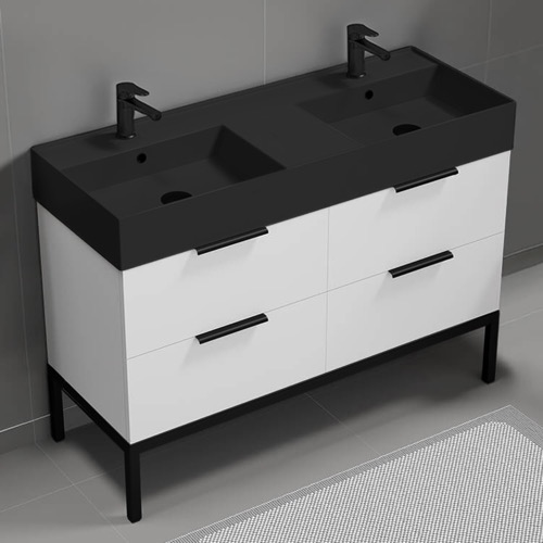 Modern Double Bathroom Vanity, 48 Inch Nameeks DERIN90