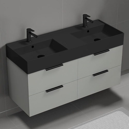Floating Double Bathroom Vanity, 48 Inch Nameeks DERIN96