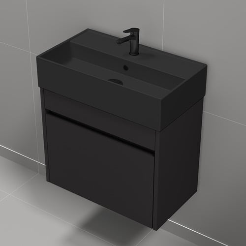 Small Black Bathroom Vanity, Floating, Modern, 24 Inch Nameeks MINI11