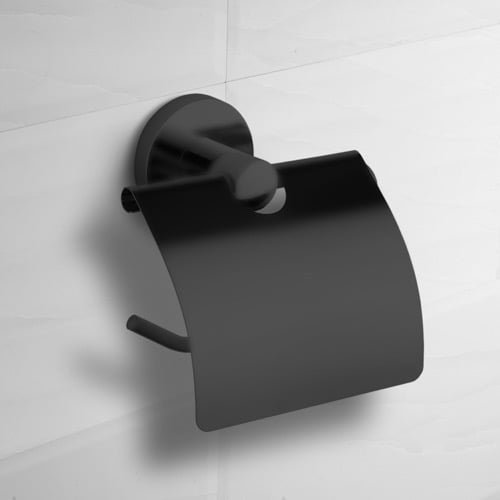Matte Black Toilet Paper Holder With Cover Nameeks NCB66