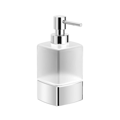 Soap Dispenser, Frosted Glass With Chrome Base Nameeks NNBL0074