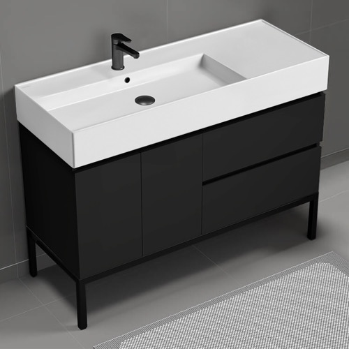 48 Inch Matte Black Free Standing Bathroom Vanity Nameeks BLOCK85