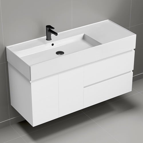Wall Mounted Bathroom Vanity, Modern, 48 Inch Nameeks BLOCK88