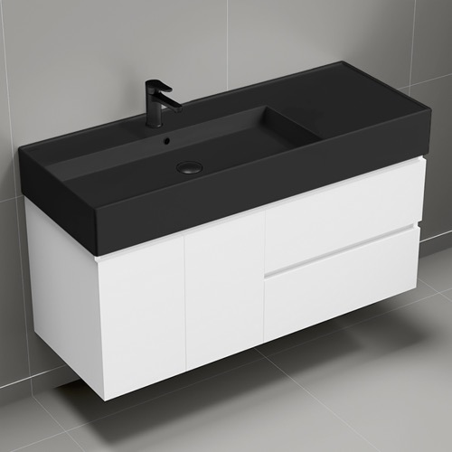 Wall Mounted Bathroom Vanity, Modern, 48 Inch Nameeks BLOCK98