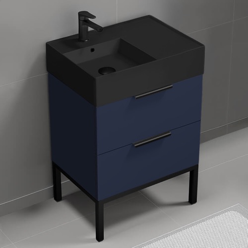Modern Small Bathroom Vanity, Blue, 24 Inch, Free Standing Nameeks DERIN402