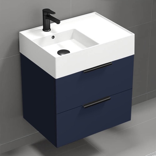 Blue Bathroom Vanity, Small, Floating, Modern, 24 Inch Nameeks DERIN405