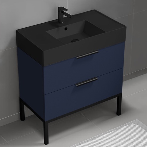 Modern Bathroom Vanity, Blue, 32 Inch, Free Standing Nameeks DERIN414