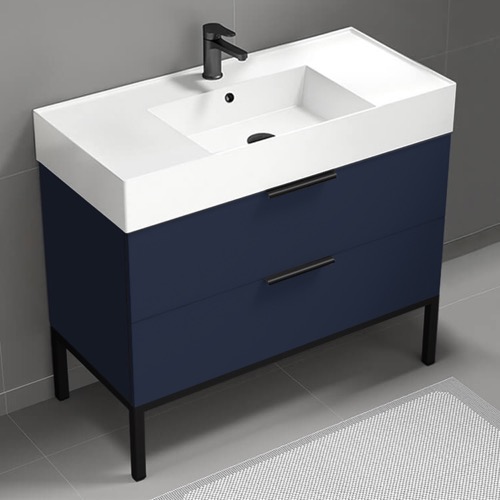 Blue Modern Bathroom Vanity, 40 Inch, Free Standing Nameeks DERIN425