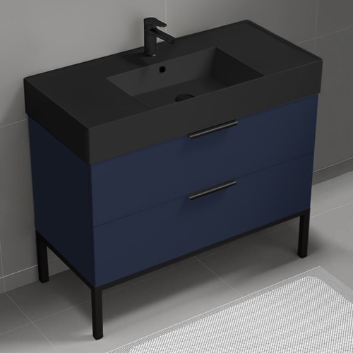 Modern Bathroom Vanity, Blue, 40 Inch, Free Standing Nameeks DERIN426