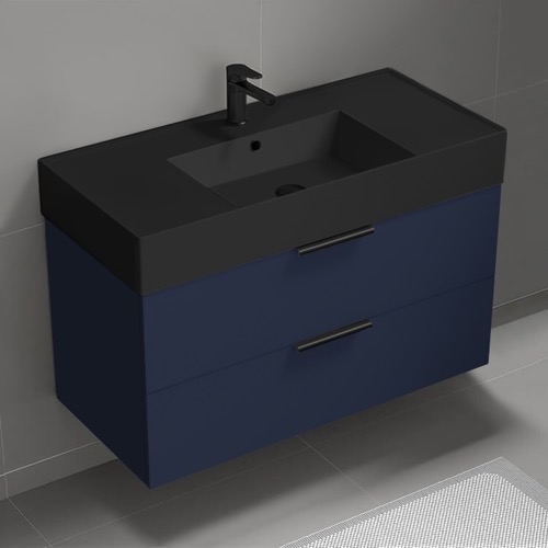 Floating Bathroom Vanity, Modern, Blue, 40 Inch Nameeks DERIN430