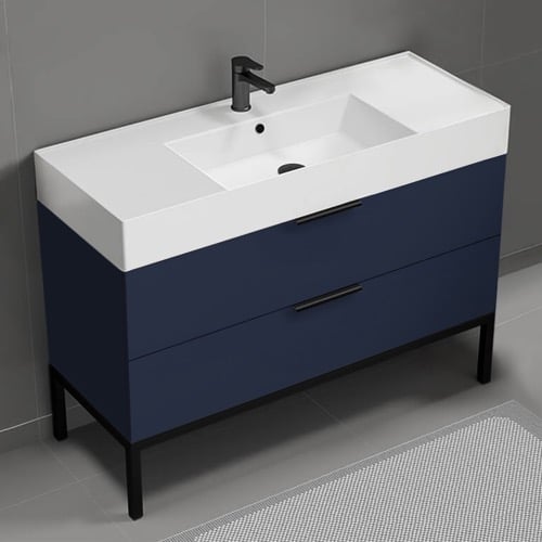 Modern Bathroom Vanity, Blue, 48 Inch, Free Standing Nameeks DERIN437