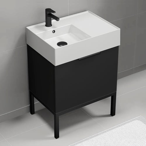Modern Small Black Bathroom Vanity, 24 Inch, Free Standing Nameeks DERIN551