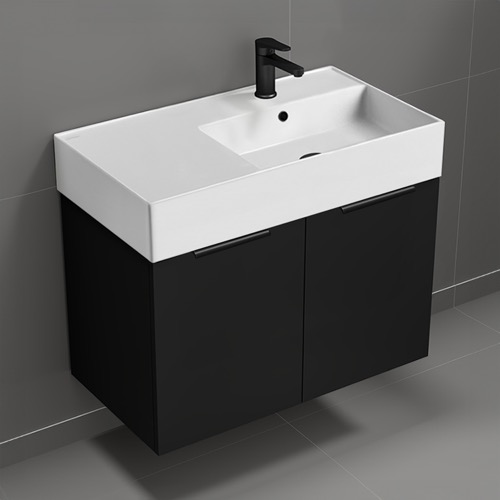 Floating Vanity - Modern, 32 Inch, Matte Black Nameeks DERIN610