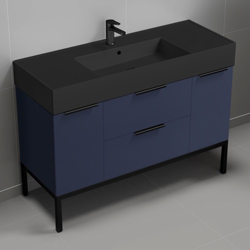 Modern Bathroom Vanity, Blue, 48 Inch, Free Standing Nameeks DERIN676