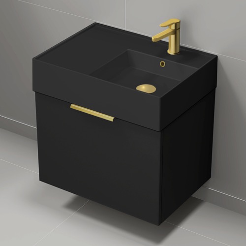 Black Floating Bathroom Vanity - 24 Inch, Small, Modern, Matte Black Nameeks DERIN700