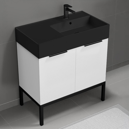 Bathroom Vanity - Modern, 32 Inch, Glossy White, Free Standing Nameeks DERIN737