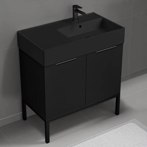 Bathroom Vanity - Modern, 32 Inch, Matte Black, Free Standing Nameeks DERIN738
