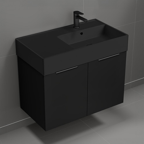 Floating Vanity - Modern, 32 Inch, Matte Black Nameeks DERIN741