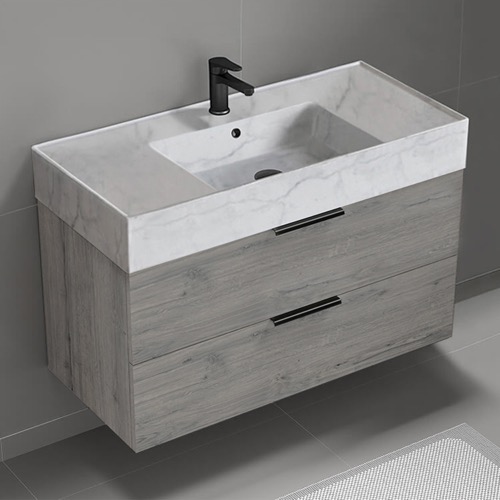 Floating Bathroom Vanity, Modern, 40 Inch, Marble Style Sink Nameeks DERIN759