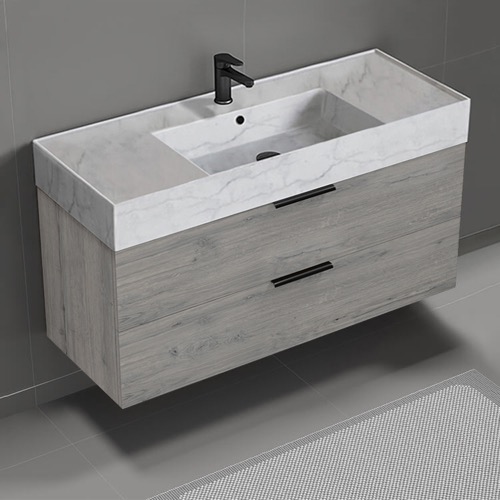 Floating Bathroom Vanity, Modern, 48 Inch, Marble Style Sink Nameeks DERIN761