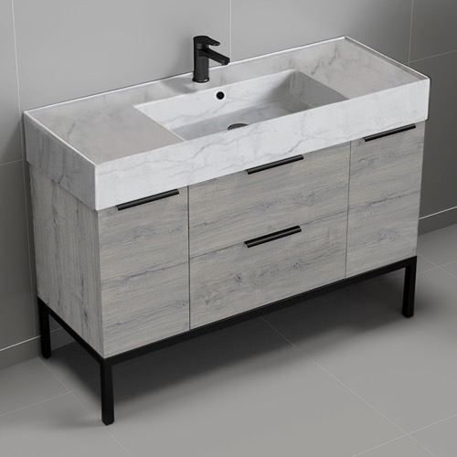 Modern Bathroom Vanity, 48 Inch, Marble Style Sink, Free Standing Nameeks DERIN770