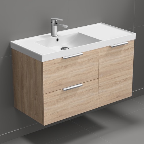 Wall Mounted Bathroom Vanity, Modern, 36 Inch, Chrome Handles Nameeks LISBON12