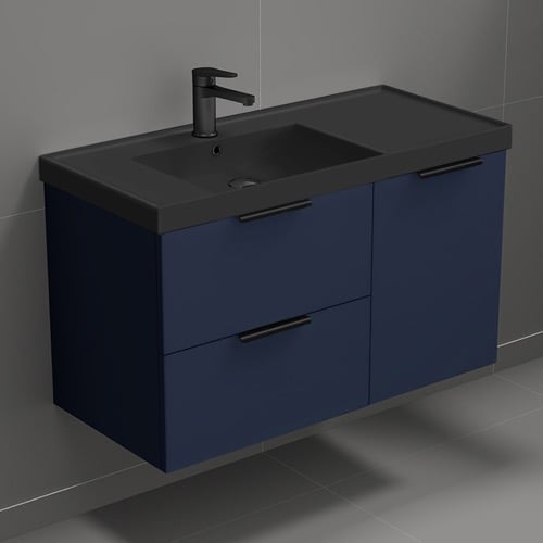 Wall Mounted Bathroom Vanity, Modern, Blue, 36 Inch Nameeks LISBON28