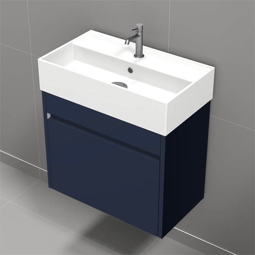 Small Floating Bathroom Vanity, Modern, Blue, 24 Inch Nameeks MINI13