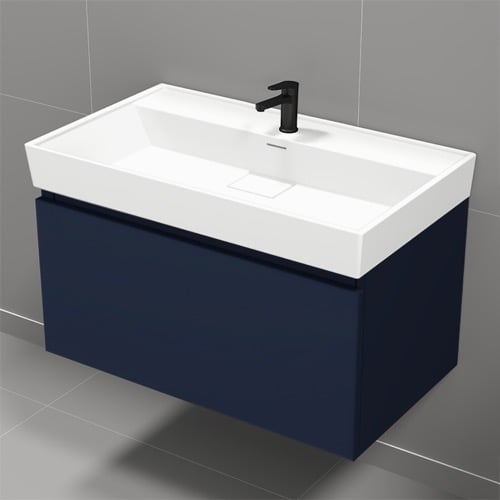 Blue Bathroom Vanity, Floating, Modern, 32 Inch Nameeks SHARP29