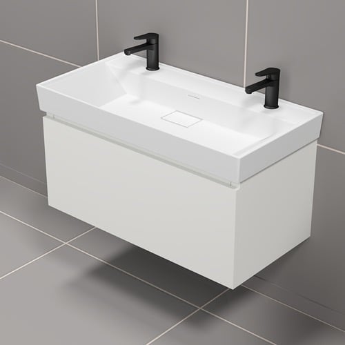 Double Floating Bathroom Vanity, Modern, 40 Inch Nameeks SHARP32