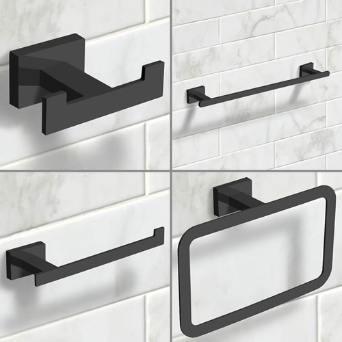 Wall Mounted 4 Piece Matte Black Hardware Set Nameeks BHS01