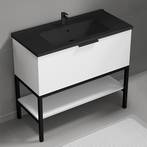 Bathroom Vanity - Modern, 40 Inch, Glossy White, Free Standing Nameeks BODRUM100