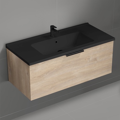 Floating Vanity - Modern, 40 Inch, Brown Oak Nameeks BODRUM103