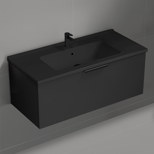 Floating Vanity - Modern, 40 Inch, Matte Black Nameeks BODRUM105