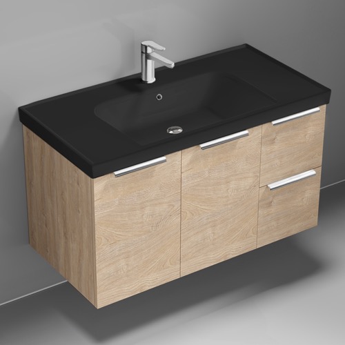 Wall Mounted Bathroom Vanity, 36 Inch, Chrome Handles Nameeks FRAME16