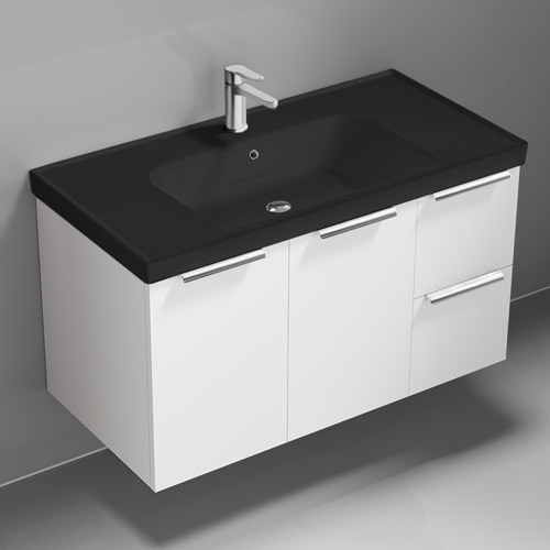 Wall Mounted Bathroom Vanity, 36 Inch, Chrome Handles Nameeks FRAME17