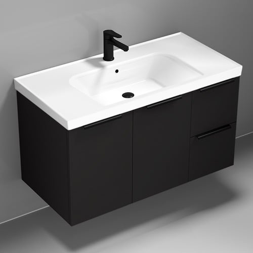 36 Inch Wall Mounted Black Bathroom Vanity, Modern Nameeks FRAME3