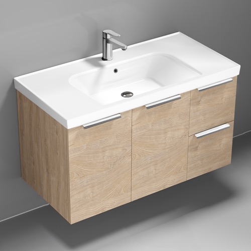 Wall Mounted Bathroom Vanity, Modern, 36 Inch, Chrome Handles Nameeks FRAME7
