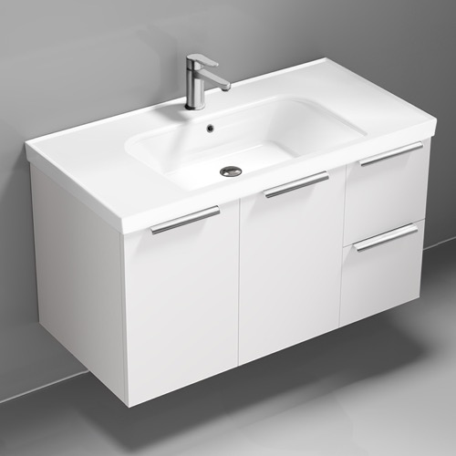 Wall Mounted Bathroom Vanity, Modern, 36 Inch, Chrome Handles Nameeks FRAME8