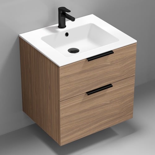 24 Inch Wall Mounted Bathroom Vanity, Modern, Walnut 24 Inch Wall Mounted Bathroom Vanity, Modern, Walnut Nameeks IBIZA2