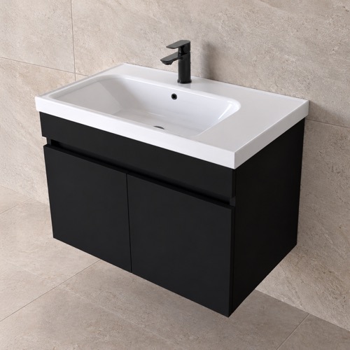 Floating Bathroom Vanity - 28 Inch, Modern, Matte Black Nameeks MINI64