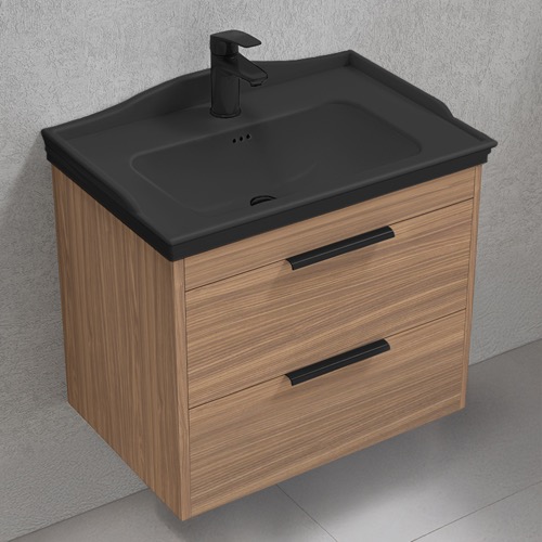 Floating Bathroom Vanity, Walnut, 26 Inch Nameeks MARBELLA10