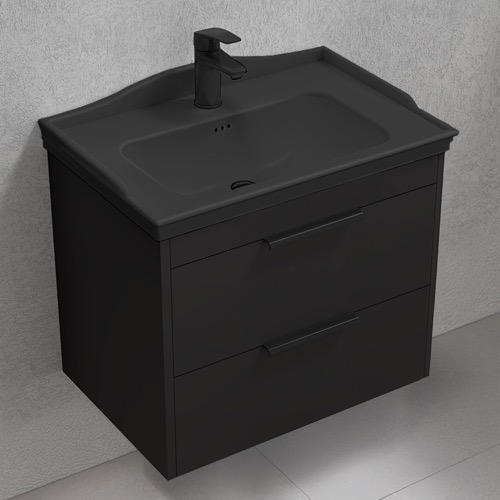 Black Bathroom Vanity, Floating, 26 Inch Nameeks MARBELLA11