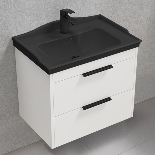 Floating Bathroom Vanity, White, 26 Inch Nameeks MARBELLA12
