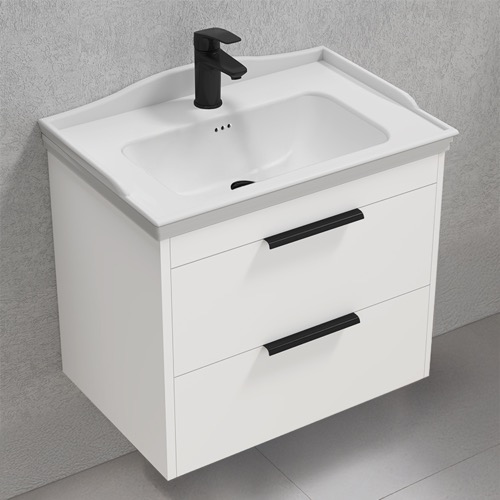 Wall Mounted Bathroom Vanity, White, 26 Inch Nameeks MARBELLA4