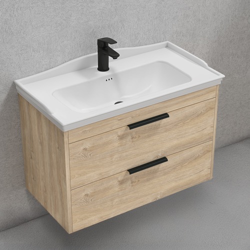 Floating Bathroom Vanity, Brown Oak, 32 Inch Nameeks MARBELLA5