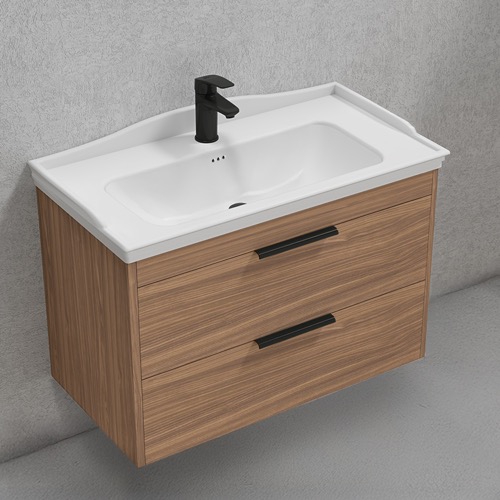 Floating Bathroom Vanity, Walnut, 32 Inch Nameeks MARBELLA6